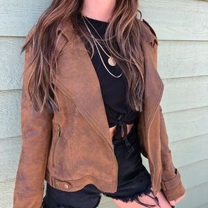 BNCI vegan suede drape jacket
